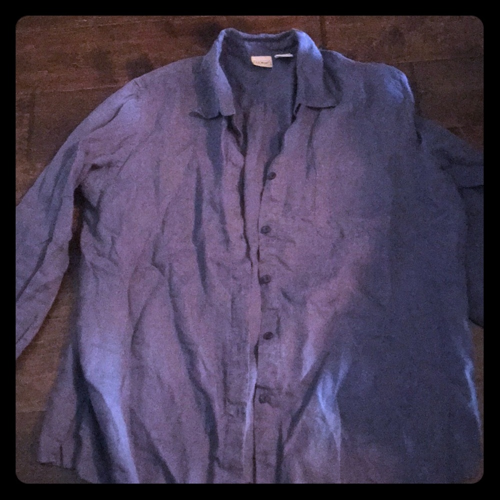 L L Bean linen long sleeve shirt
